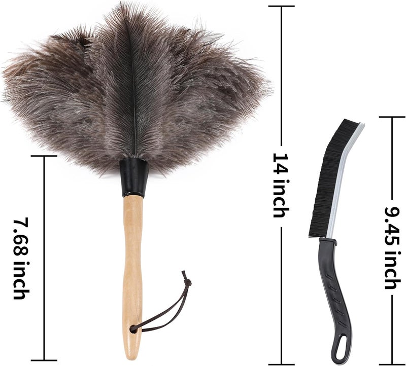 Soarer Ostrich Feather Duster - 14 inches Fluffy Handle Reusable Feather Duster 2pcs Cleaning Brush for Cleaning Supplies,Ceiling Fan, Crafts, Blinds, Furniture - Image 3